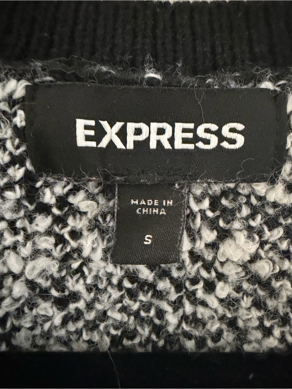 Express Black & White Windowpane Tweed Blazer with Gold Buttons - Picture 4 of 5